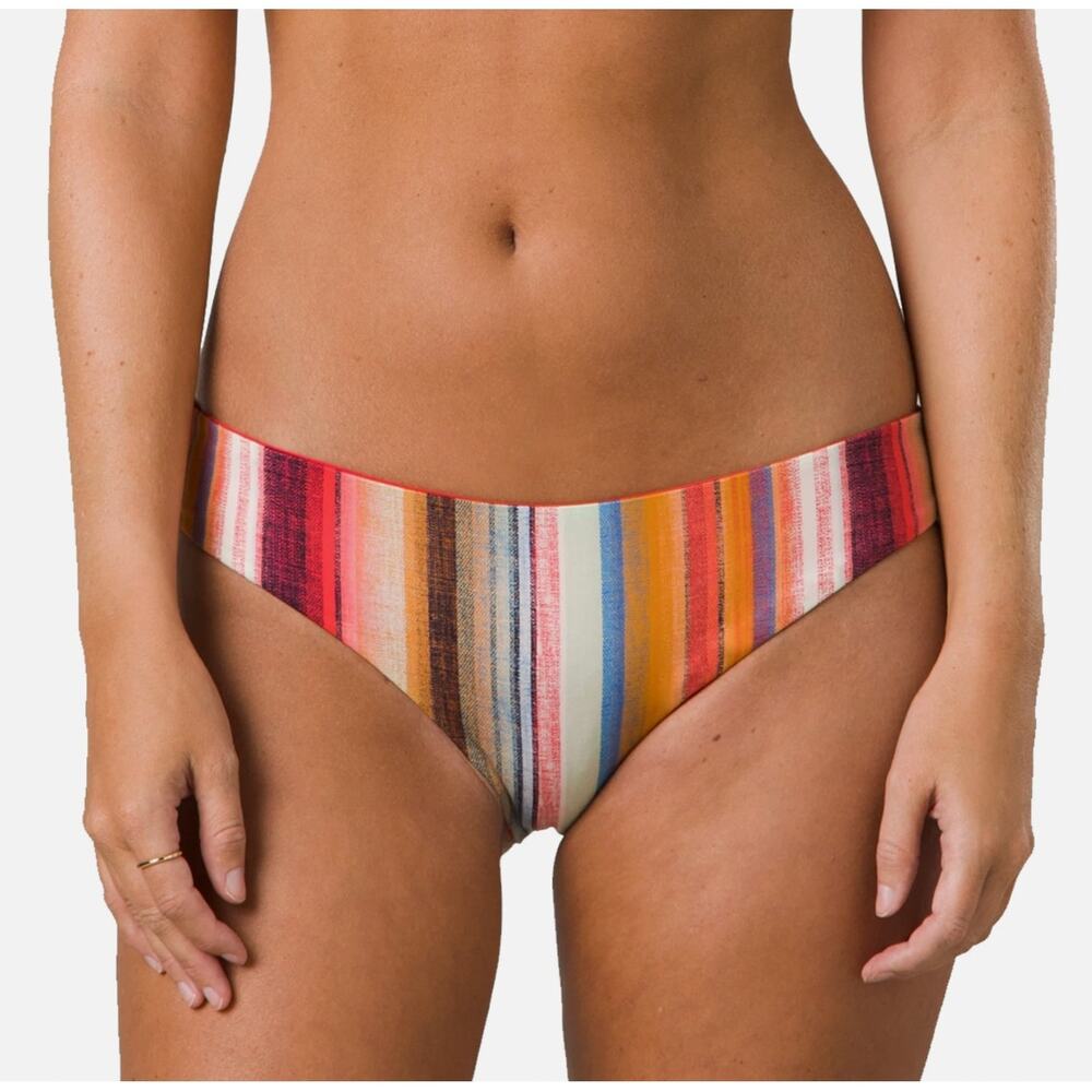 PRANA Women's Gemma Reversible Bikini Bottom Medium Multi Baja Stripe NWT